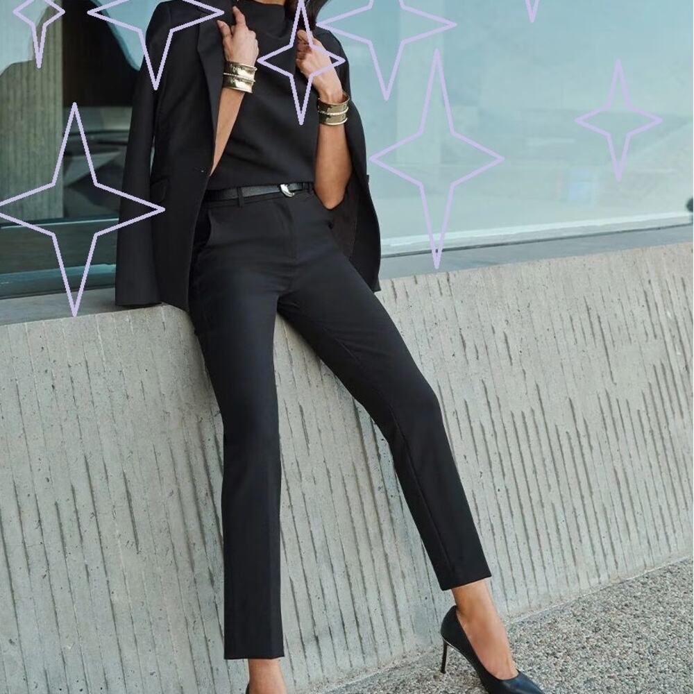 white house black market satin the slim pants 6 30" inseam trouser Mid rise